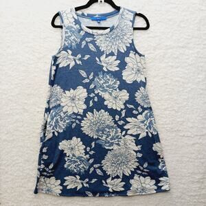 Dress A-Line S Blue Gray Bloomcore Soft Girl Cottagecore Peony Dahlia Casual